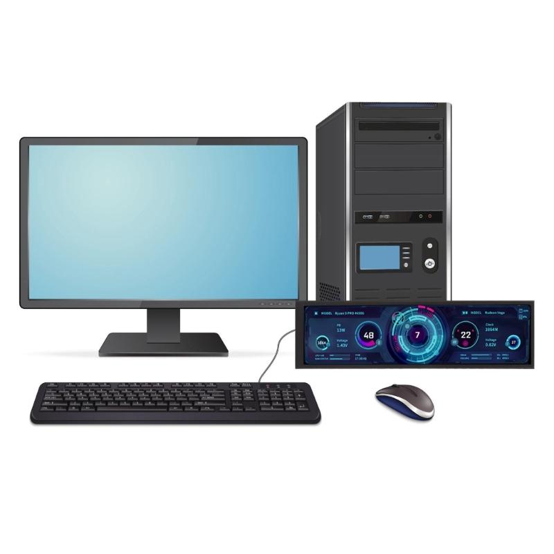 Aluminum Frame Screen 8.8Inch IPS Computer Status Display Sub-Screen 480x1920 Wide Viewing Angle USB Connection