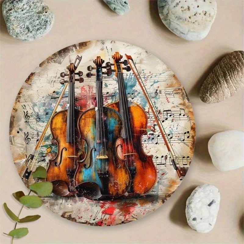 Round Retro Tin Sign Metal Wall Art 20x20cm for Living Room Balcony Home Decor