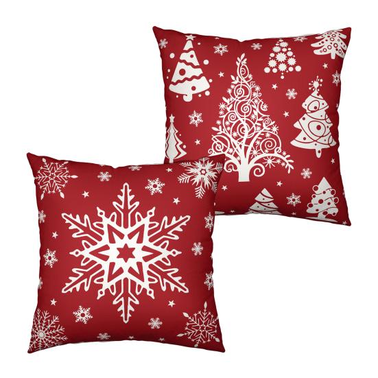2Pcs Christmas Tree Pillowcase Santa Claus Snowman Pattern Zipper Invisible Lightweight Breathable Winter Pillow Cover