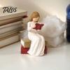 Minimalist Home Accents Reading Girl Figurine, Hand-Painted Resin Sculpture for Bookshelf Decor, Modern Angel Figurine Faceless Woman Statue