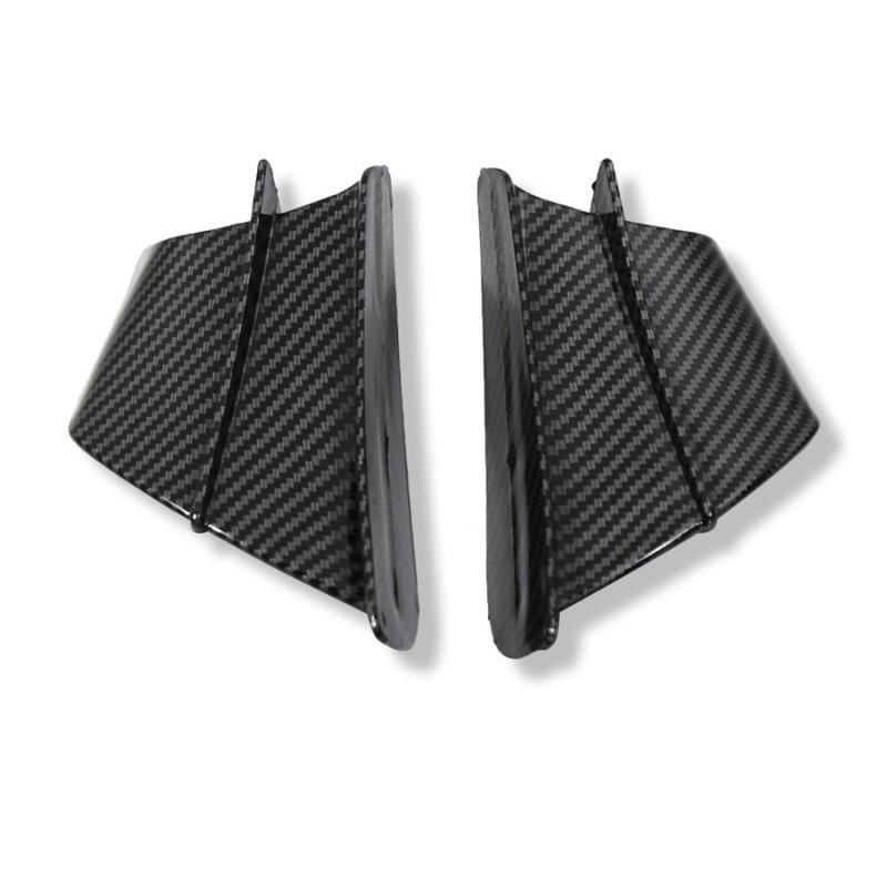 Pair Motorcycle Carbon Fiber Look Winglets Fin Spoiler Trim Cover Air Deflector
