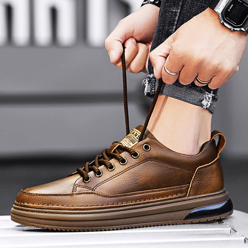 Luxury Men's Thick Soled Formal Leather Shoes, Trendy Air Cushion, Fashionable Business, High-quality Casual Shoes, New Style