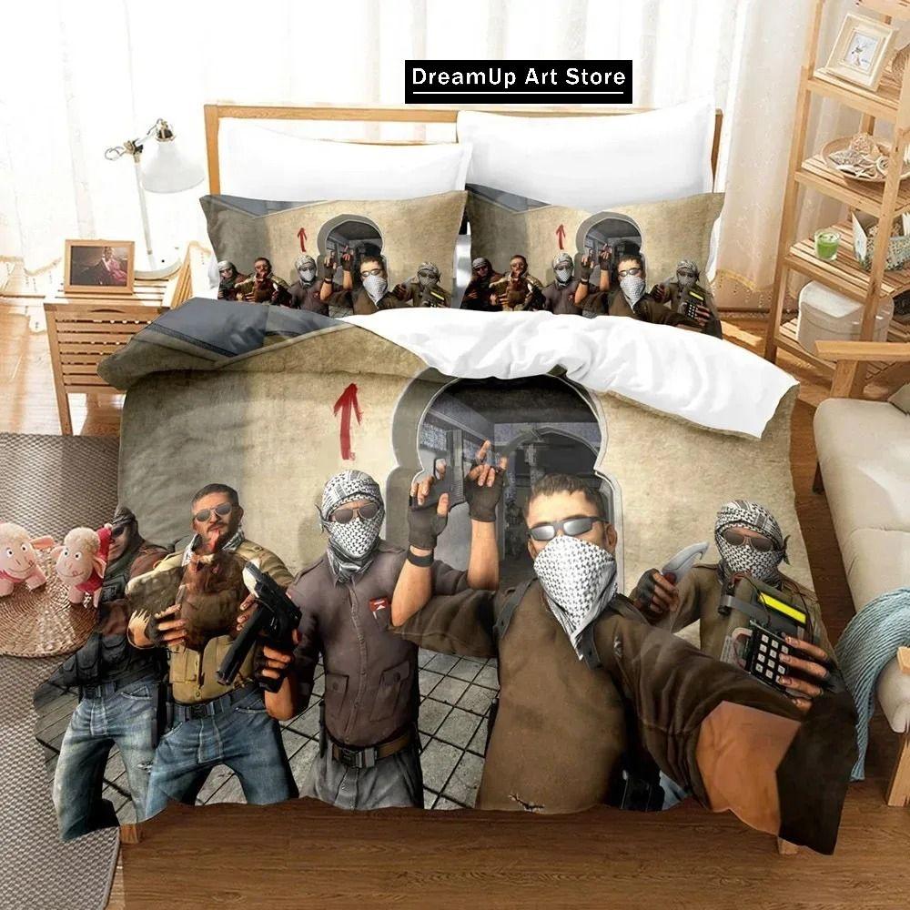 3D Print Fashion Shooting Game Csgo Bedding Set Boys Girls Twin Queen Full Size Duvet Cover Pillowcase Bed Adult Bedroom