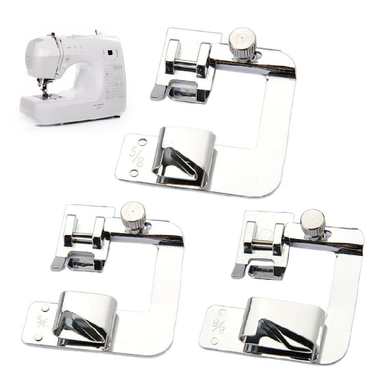 3Pcs Sewing Machine Presser Foot 8/8Inch, 6/8Inch, 4/8Inch Hemmer Foot Set for Household Sewing Machine