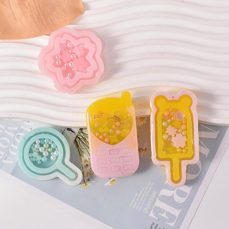 DIY Cat Claw Flower Ornament Quicksand Silicone Epoxy Mold DIY Keychain Pendant Crafting Mould for Valentine Gift