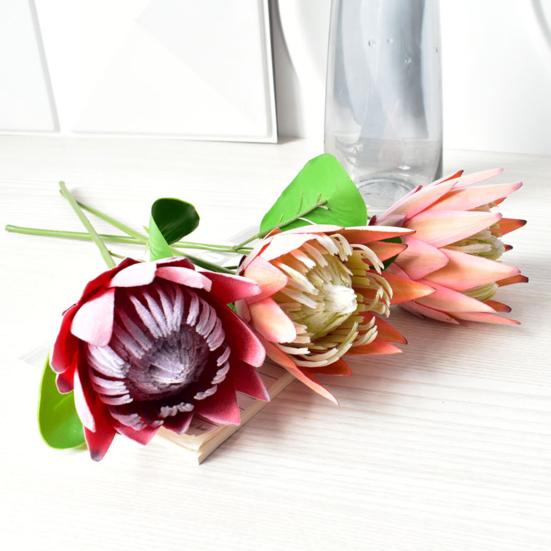 Artificial King Protea Flowers Lifelike Tropical Floral Arrangements Faux Protea Cynaroide with Stem for Wedding Centerpiece Home Office Table Decor