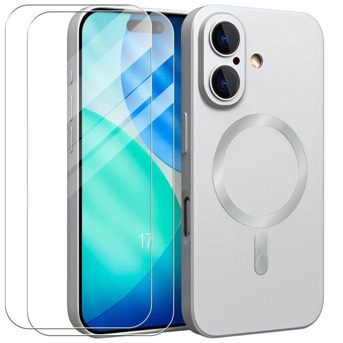 Coque de Protection - E.F.Connection - pour iPhone 17 - TPU avec Anneau Magnétique Argenté - 2 Vitres