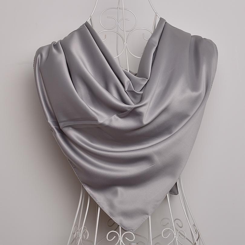 [BYSIFA] New Solid Color Women Large Square Scarves Wraps 100*100cm Autumn Winter Luxury Matt Satin Silk Scarf Brand Head Scarf