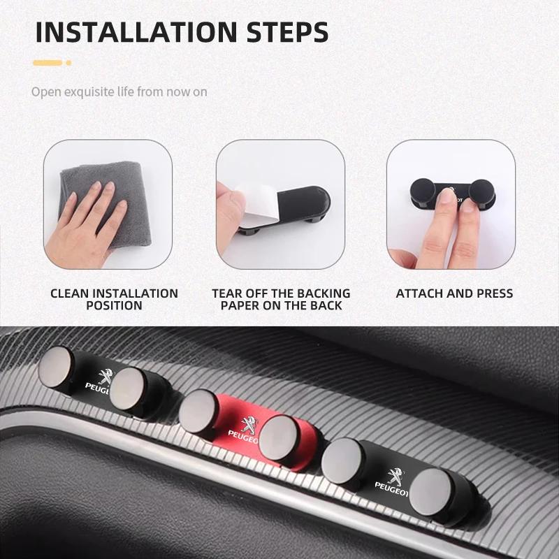 New Car Styling Self Adhesive Mini Storage Hooks Accessories For Peugeot 206 207 208 306 307 308 508 106 107 108 2008 3008 5008