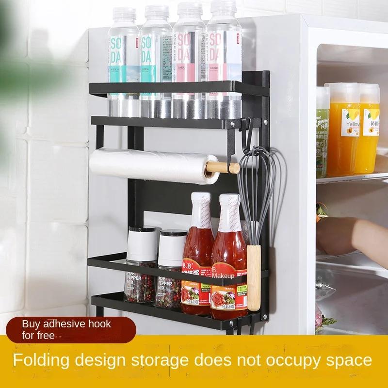 Kitchen Organizer Fridge Shelf Magnetic Holder Paper Towel Holder Metal Shelf Spice Storage Rack Kitchen Accessories Magnet