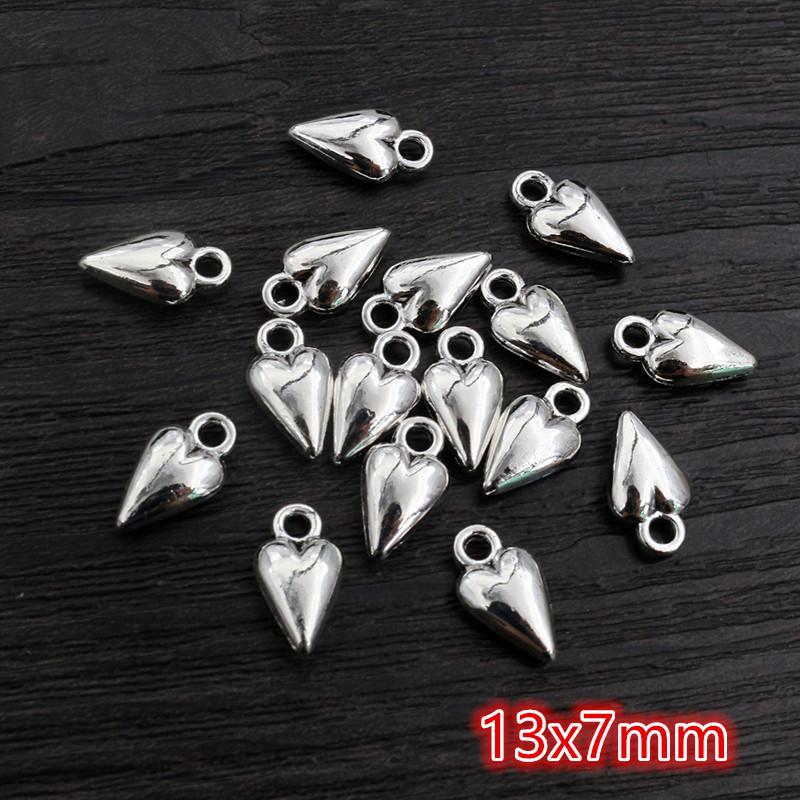 40pcs Antique Silver Plated Moon Heart Small Charms Pendant DIY Handmade Jewelry Findings for Bracelet Necklace Accessories