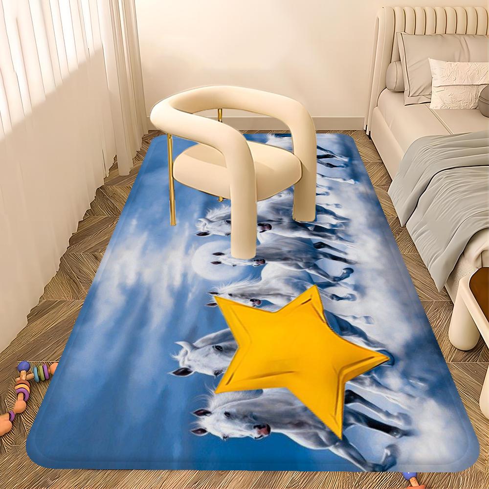 Horse Kitchen Mat Nordic Style Bedroom Living Room Doormat Home Balcony Anti-Slip Welcome Rug