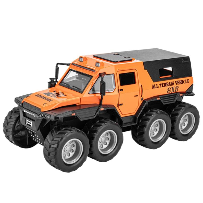 

1/32 Siberia Conqueror Shaman 8*8 Tyre Alloy Car Model Diecast Metal Toy Police Off-road Vehicle Car Model Sound Light Kids Gift оранжевый