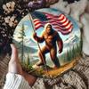 Vintage Sasquatch Round Metal Tin Sign American Wall Art Decor
