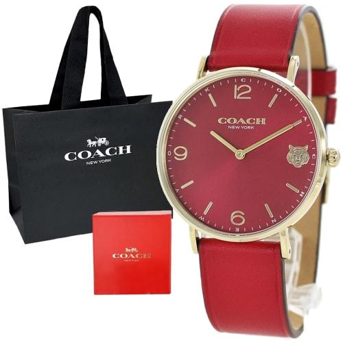 COACH Women's Unisex Watch with Shopper Bag, Red Leather, Celebrating the 60th Birthday of the Year of the Tiger, Zodiac Sign, 14503867-sp