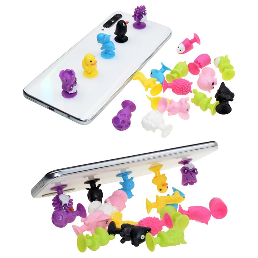 12-48Pcs Mini Suction Cup Monster Dolls Cute Car Dashboard Decor Ornaments Flexible Figurines Novelty Vehicle Decor Accessories