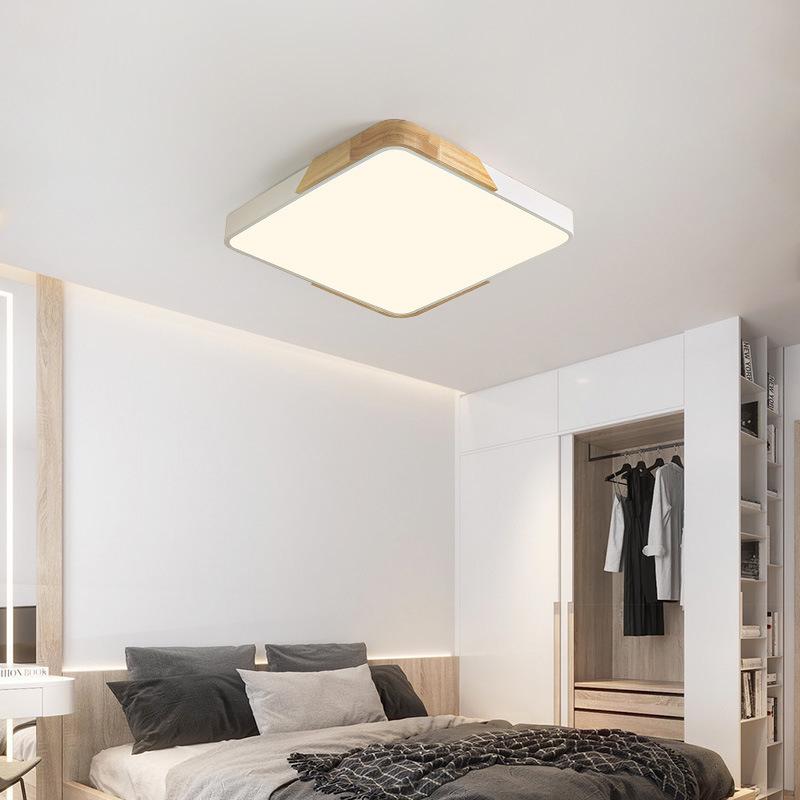 Natural Wood LED Ceiling Lamp for Bedroom and Living Room