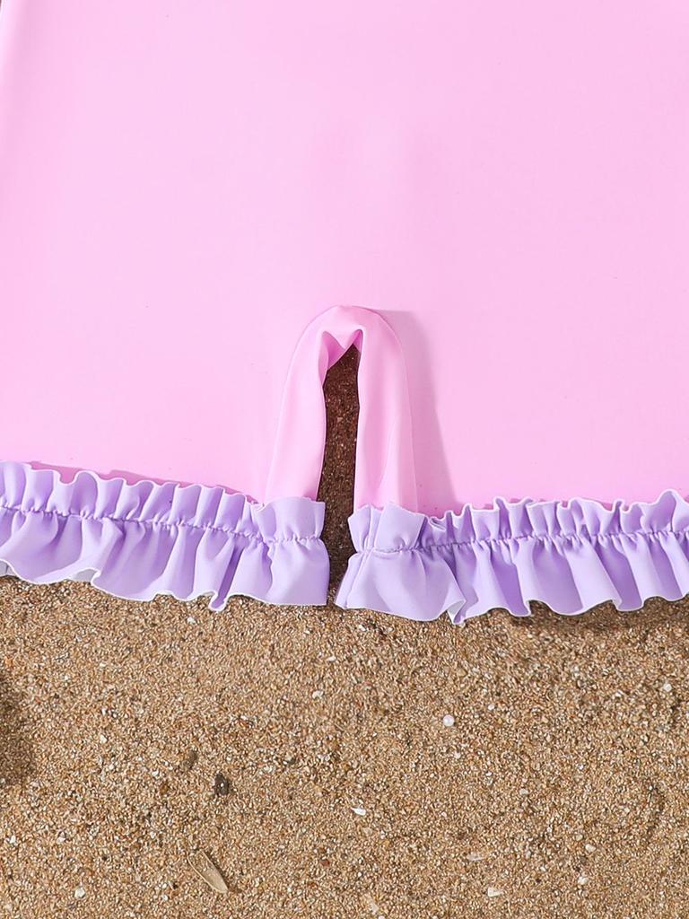 New Girls' Two-Piece Long-Sleeve Sun Protection Swimsuit - Quick-Drying Beachwear for Kids