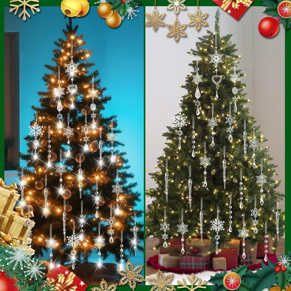 21pcs Crystal Ornaments Christmas Tree Decorations Christmas Tree Pendants Drops & Finials Ornaments Sparkling Dazzling Festival Party Decoration
