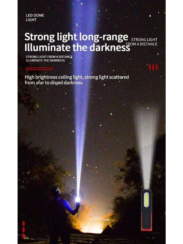 Portable USB Rechargeable Work Light Magnetic COB LED Flashlight Hanging Lamp with Built-in Battery Camping Torch
