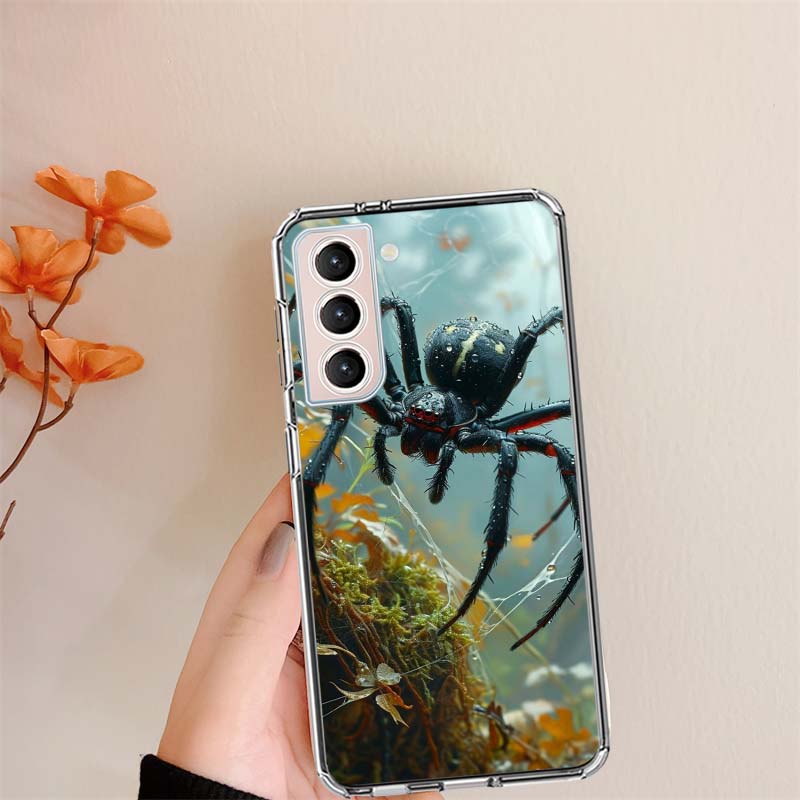 Spiders on the Spider Web Clear Phone Cases for Samsung S26 Ultra Galaxy S25 Edge S24 S23 FE S21 Plus S20 S22 S10 Cover Patterne