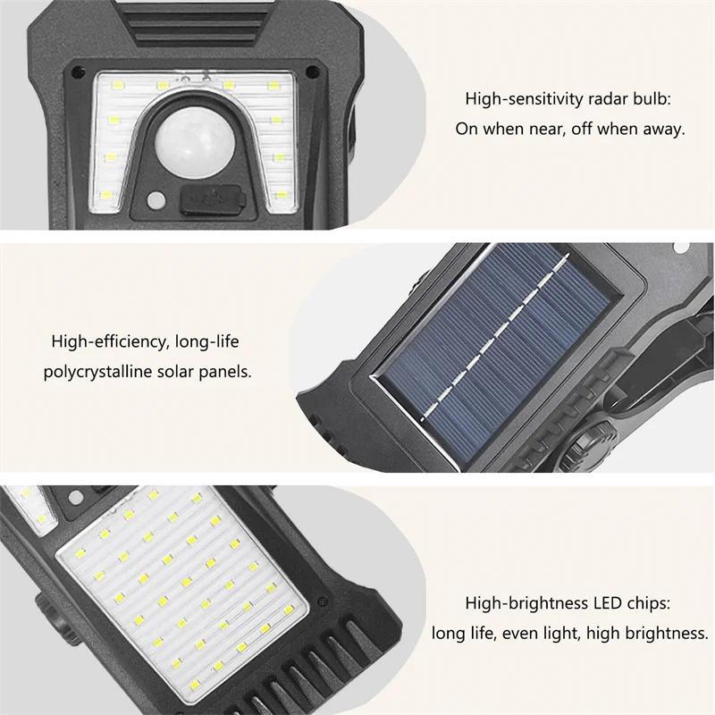 1/2 Pezzi Lampada a Clip Solare - Luce da Parete con Sensore di Movimento per Giardino Cortile Recinzione Luce Notturna di Emergenza Illuminazione di Sicurezza