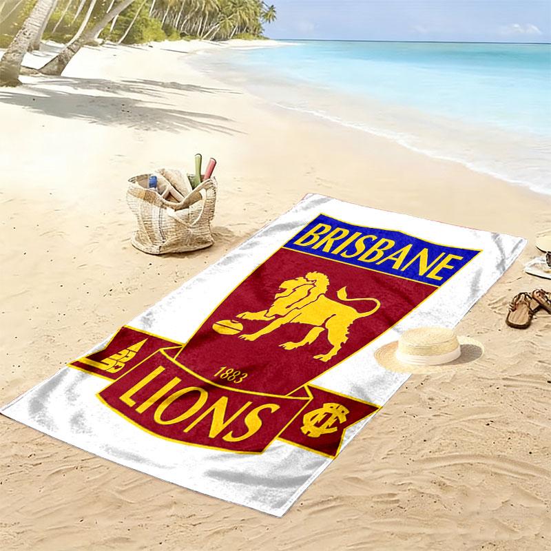 Brisbane Lions Print Beach Towel, Large Soft Quick Dry Towel for Beach Camping Swimming