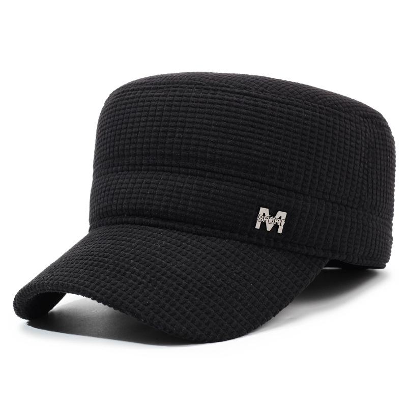 

Autumn Winter Men s Hat Velvet Thick Ear Protection Flat Hat for Middle-Aged Elderly Outdoor Warm Cotton Hat
