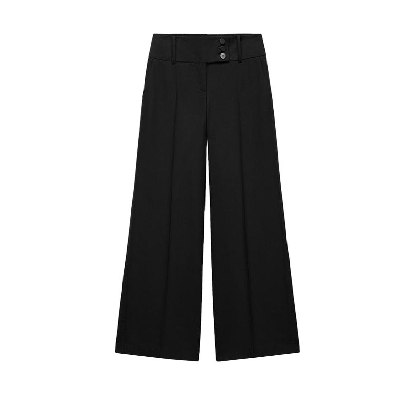

Spring and Summer Women s Clothing Single Side Pocket Decoration Simple Temperamental All-Match Mid-Waist Straight Casual Pants 2258436 Black L