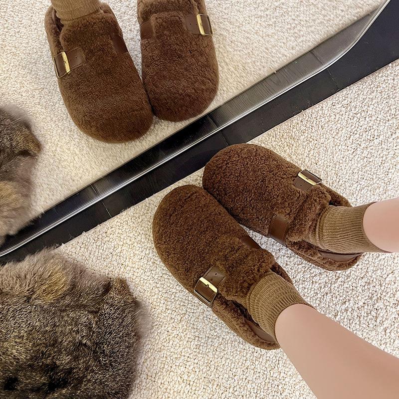 Women's plush thick bottom large size thickened winter warm fur one snow boots thick lining ankle boots non-slip hiking sports cotton shoes