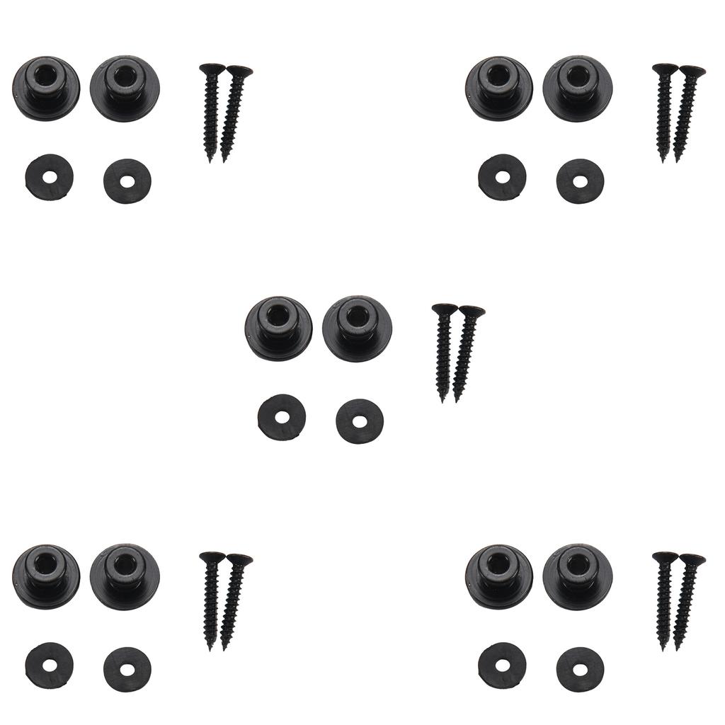 Klassisch-10 Stück Pilzkopf Gitarrengurtknöpfe Gurt für Elektrische Akustische Gitarre Bass Teile,Schwarz