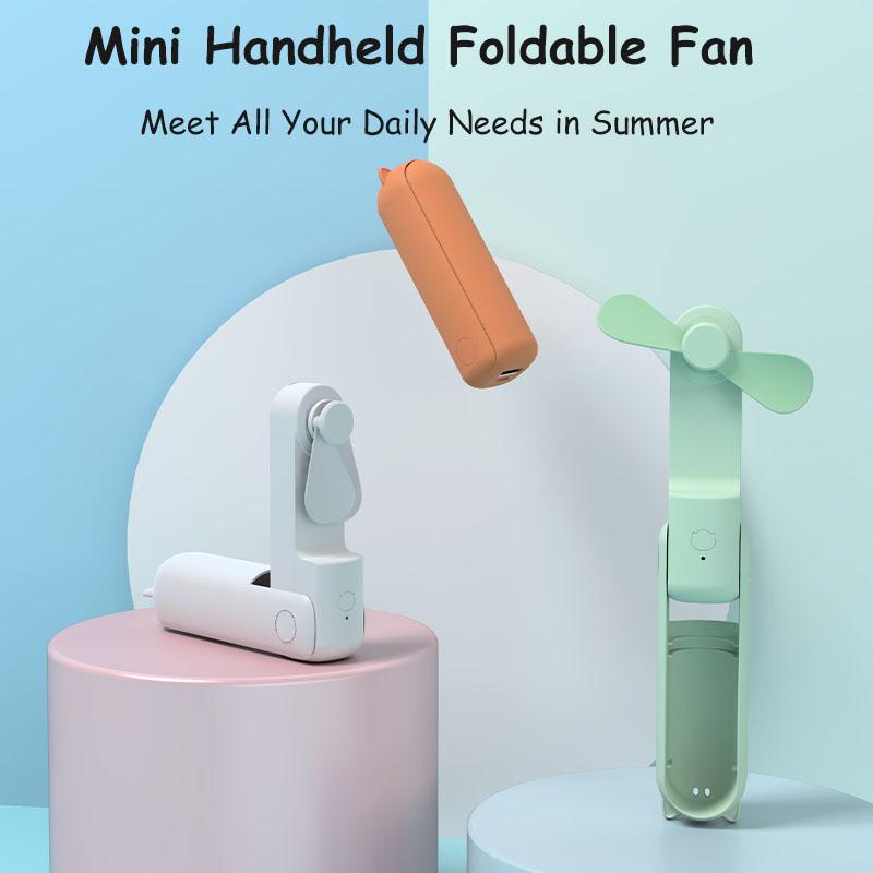Portable Mini Fan USB Rechargeable 3-speed Adjustable Foldable Handheld Fan Suitable for Women Travel Outdoor Use