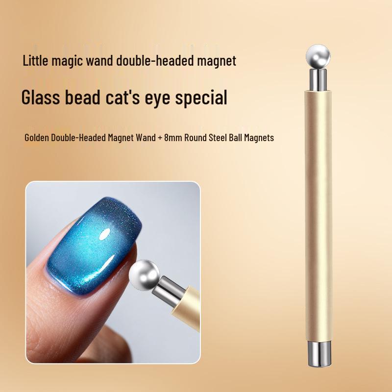 Double-Ended Multi-Functional Cat Eye Nail Art Magnet with Wide French Glass Beads