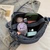Multi-layer Denim Bag Vintage Shoulder Bag Women's Embroidered Crossbody Bag