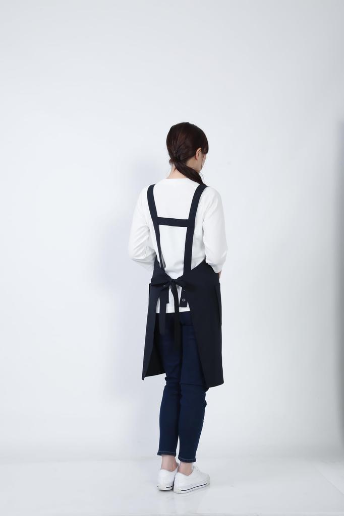 Bib Apron Bib Apron GT7013 Unisex Stretch Restaurant Uniform Navy L [Seven Uniform] H-Shaped Water-Repellent Oil-Repellent Quick-Drying