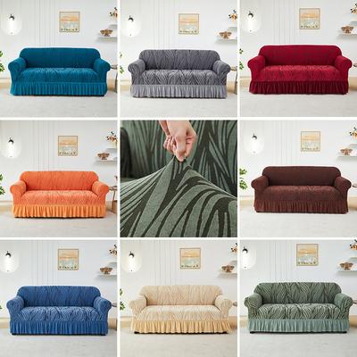 Jacquard Skirt Sofa Cover Image Corrugated All-Inclusive Elastic Sofa Cover Thickened Non-Slip Universal In All Seasons