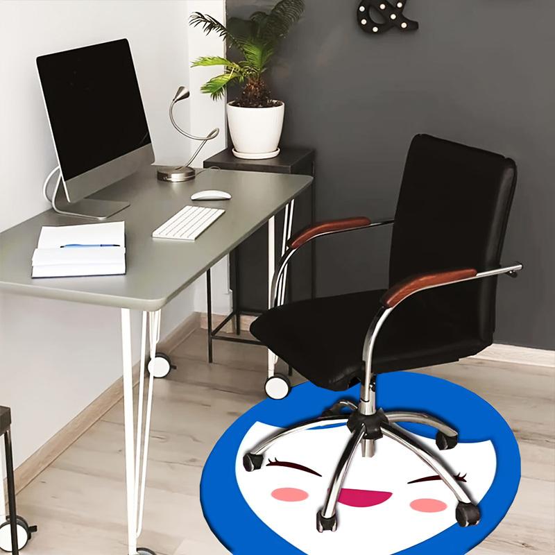 

1pc Blue-haired character with closed eyes Round carpet, Made of Polyester,Perfect for Decorating Office Chairs, Living Rooms fplt657 80cm by 80cm