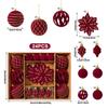 Burgundy Christmas Ornaments Delicate Christmas Ball Ornaments Christmas Ornament Set Flocked For Gift Box Storage