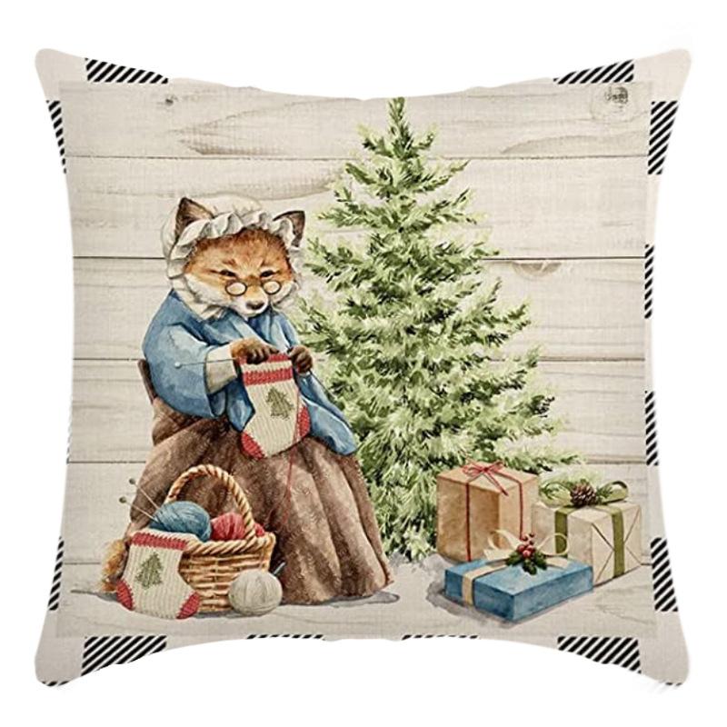 New Christmas Throw Pillow, Polyester Linen, Festive Dress Cushion, Bedroom Living Room Square Pillow, Cushion Pillow Case