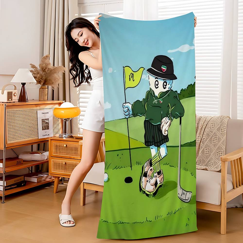 L-Leisure M-Malbones Golf Beach Towel Cartoon Cute Summer Kids Large Bath Pool Beach Towel Microfiber Absorbent For Swimming