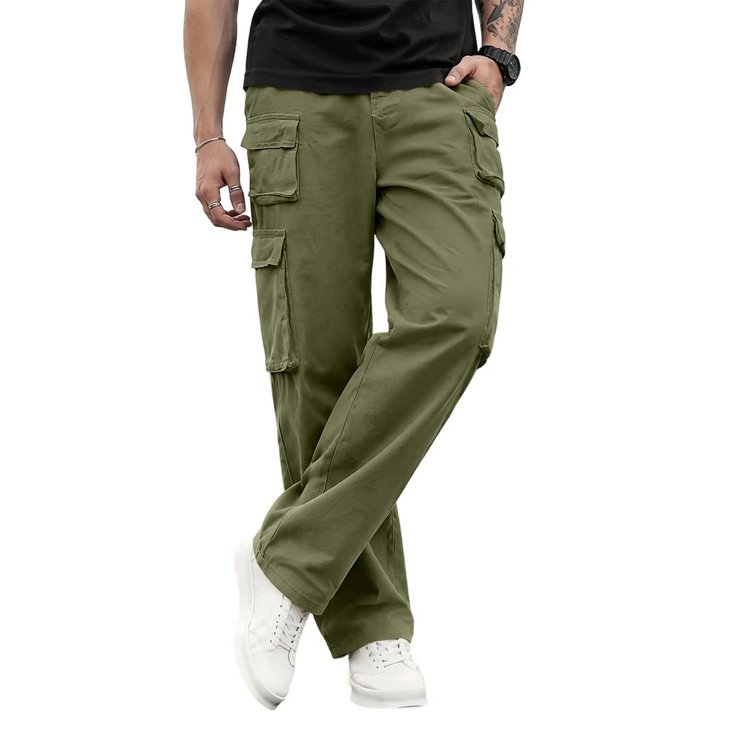 Men's Loose Fit Wide Leg Cargo Pants Straight Leg Casual Trousers for Work and Everyday