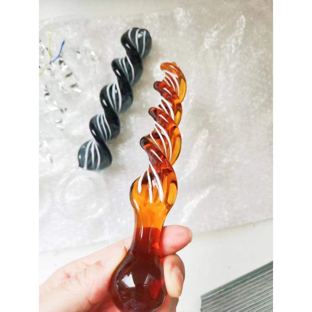 VaHppy Threaded Circle Stained Glass Dildo Adult Sex Toys Anal Plugs Female Masturbation SM  Gay Twisted Twist 4 Styles