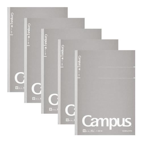 

KOKUYO Campus Notebook Adult Campus Plain B5 40 Sheets 5 Pack No-4W-MX5SET Gray