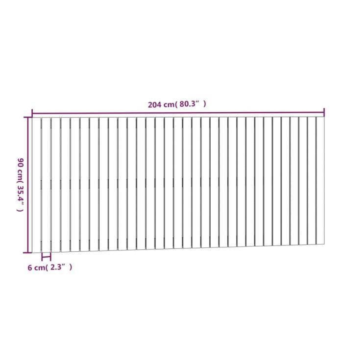 VidaXL Tête de lit murale Marron miel 204x3x90 cm Bois massif de pin 824881