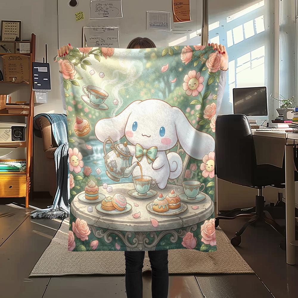 1PC Cinnamoroll Print Flannel Blanket, High Quality All Seasons, Home Decor, Warmth and Comfort, Perfect for Christmas Gifts