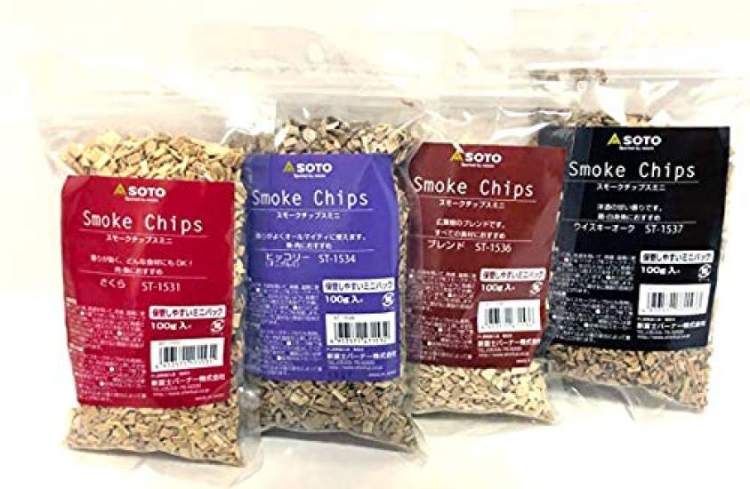 SOTO Smoke Chips Mini (100g) Sakura Hickory Blend Whiskey Oak
