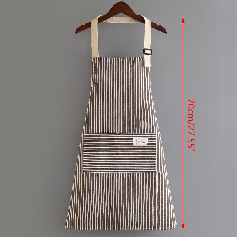 Lightweight & Comfort Sleeveless Apron, Breathable Cotton Linen With Vertical Stripe For Professional Or Home Use