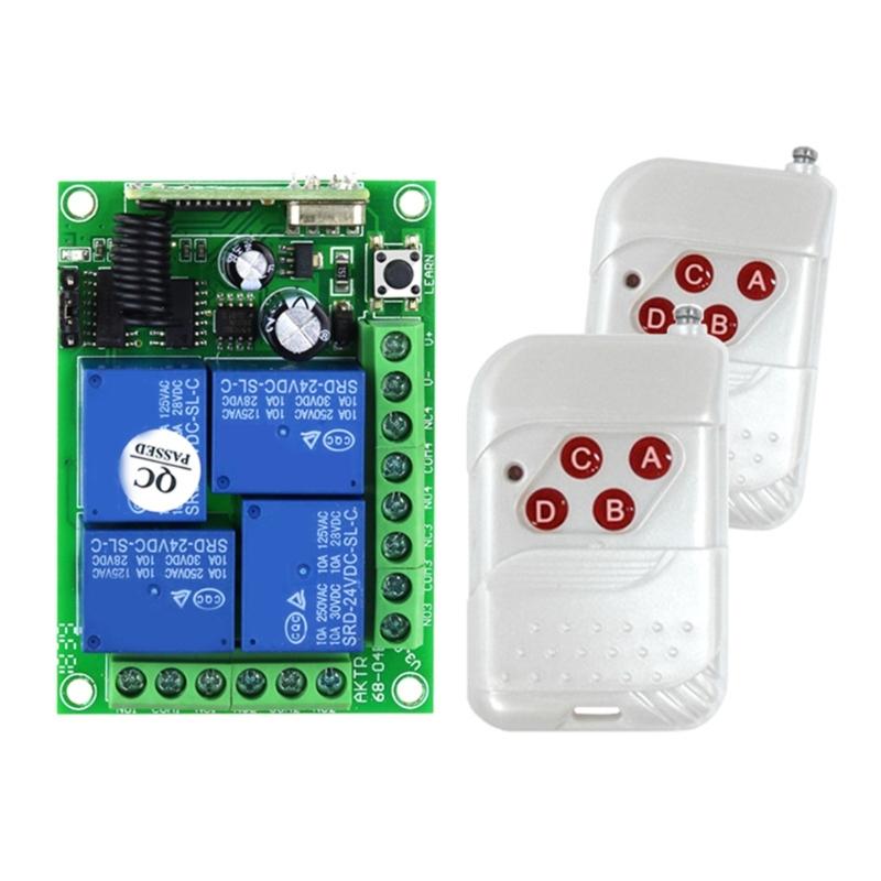 12V 24V 4CH Relaying Wireless Remote Control Lighting Switches Transmitter Receiver 433mhz Electric Door Lock Motor