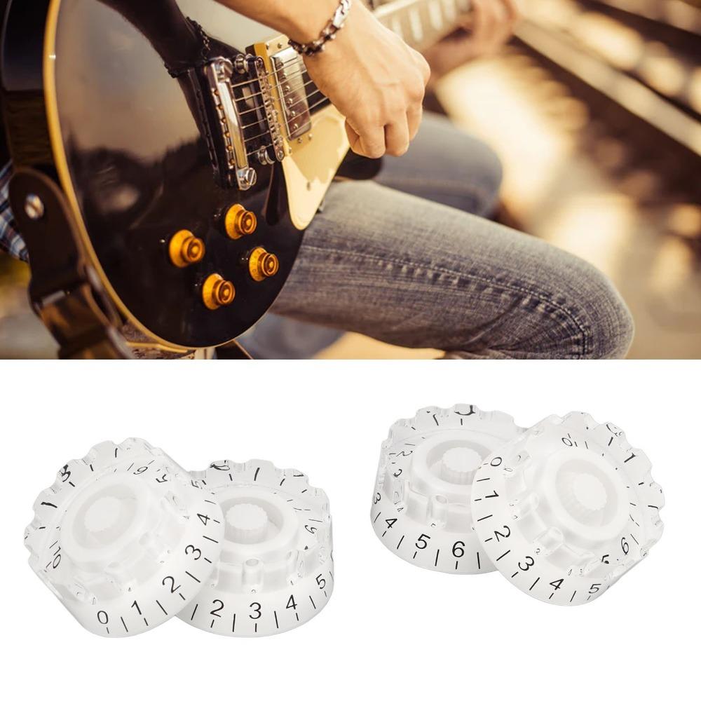 4PCS Acrylic Material Guitar Control Knobs Knurled Design Bass Control Knobs Electric Guitar белый