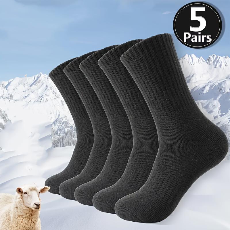 

high quality5 Pairs Women S Winter Thick Socks - Moisture-Wicking, Warmth Retaining, Solid Color Options (Purple/Black/Gray/Navy) - Ideal for Cold One-size